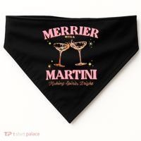 Funny Merrier With A Martini Bachelorette Merry Christmas Gift USA-Made Doggie Bandana thumb 0