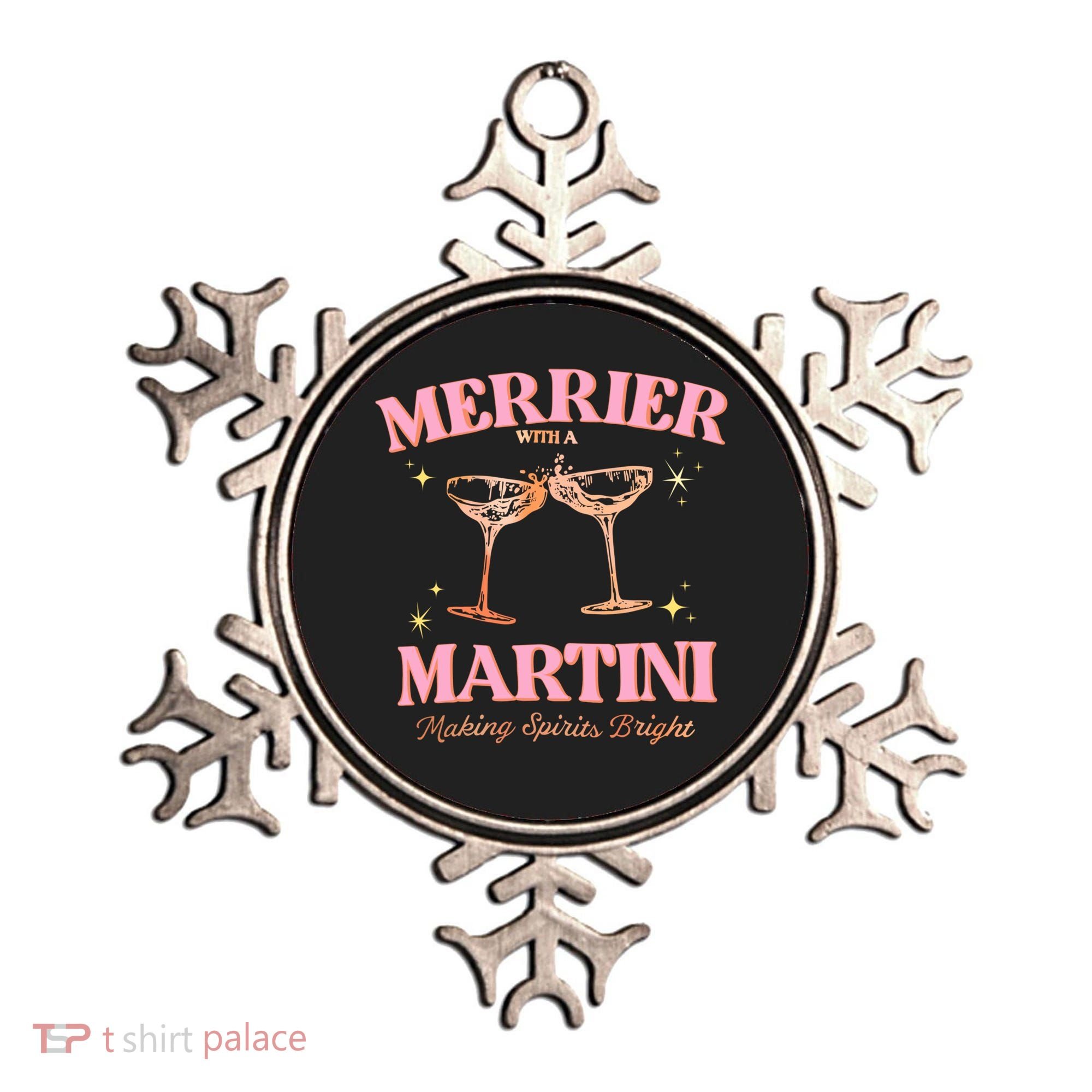 Funny Merrier With A Martini Bachelorette Merry Christmas Gift Ornament