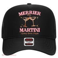 Funny Merrier With A Martini Bachelorette Merry Christmas Gift Hat thumb 0