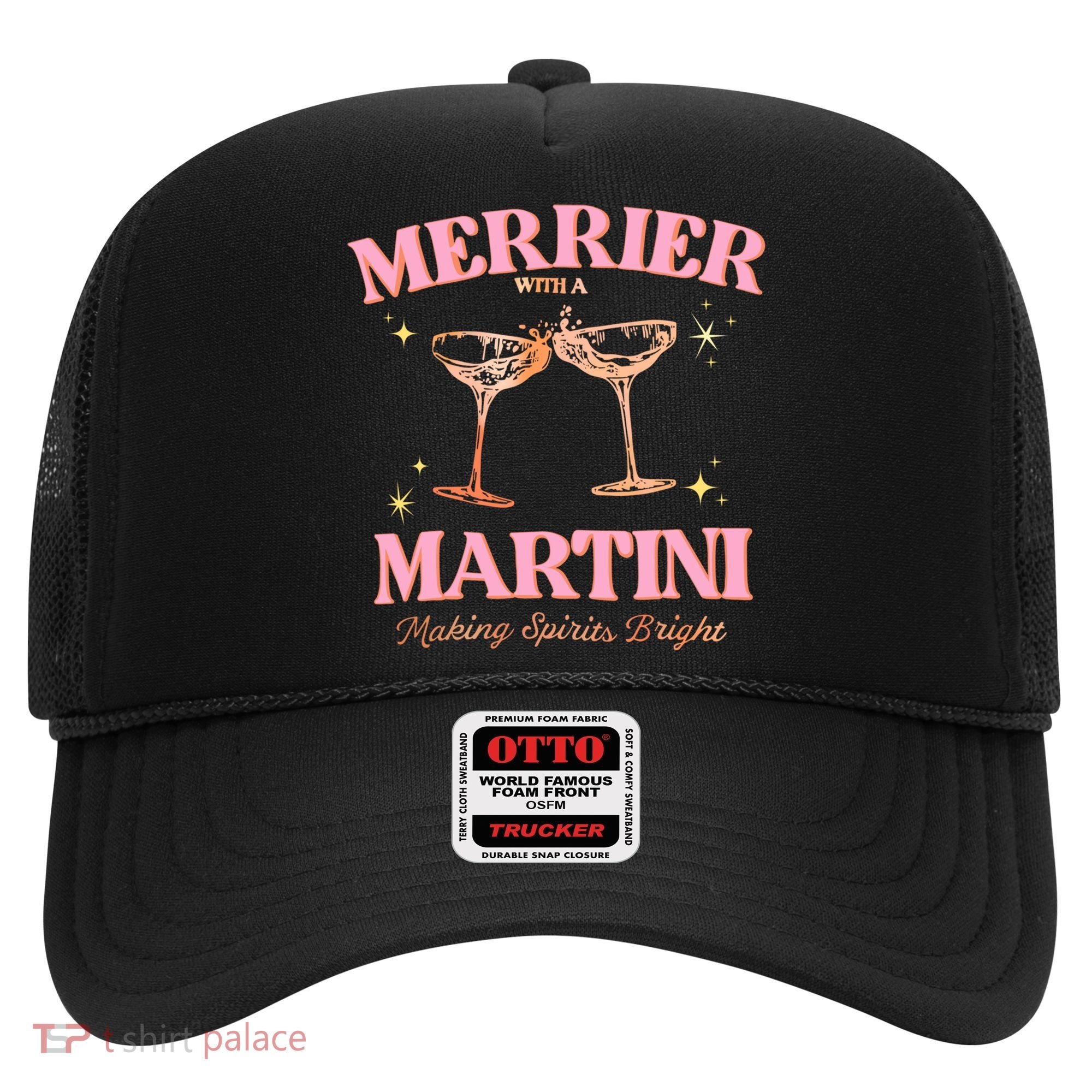 Funny Merrier With A Martini Bachelorette Merry Christmas Gift Hat