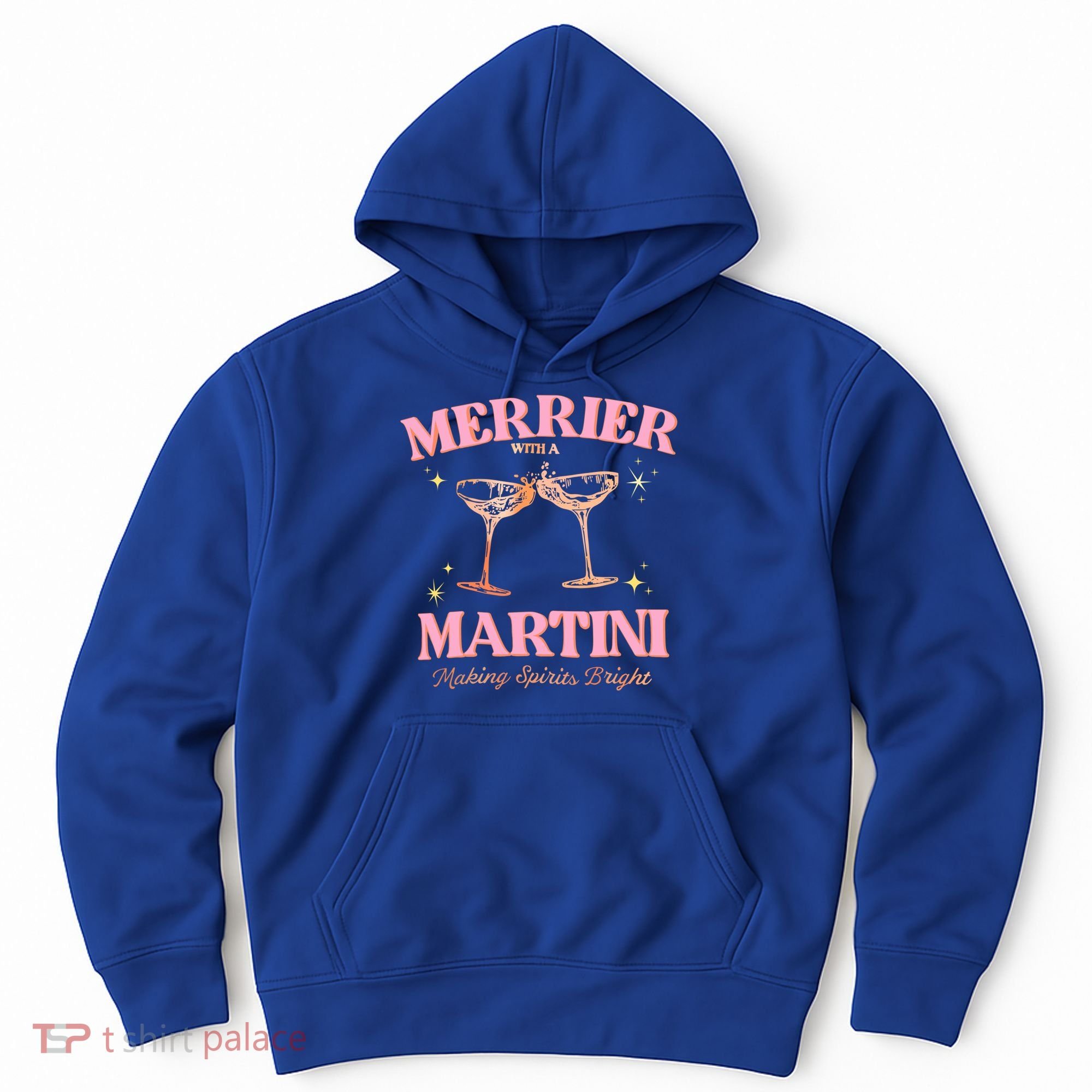 Funny Merrier With A Martini Bachelorette Merry Christmas Gift Hoodie