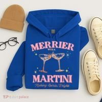 Funny Merrier With A Martini Bachelorette Merry Christmas Gift Hoodie thumb 4