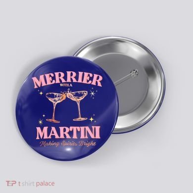 Funny Merrier With A Martini Bachelorette Merry Christmas Gift Button