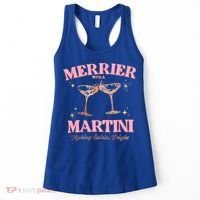 Funny Merrier With A Martini Bachelorette Merry Christmas Gift Women's Tank Top thumb 0