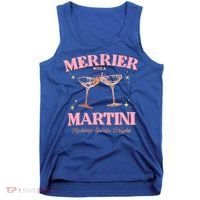 Funny Merrier With A Martini Bachelorette Merry Christmas Gift Tank Top thumb 0