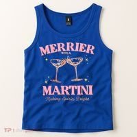 Funny Merrier With A Martini Bachelorette Merry Christmas Gift Tank Top thumb 2