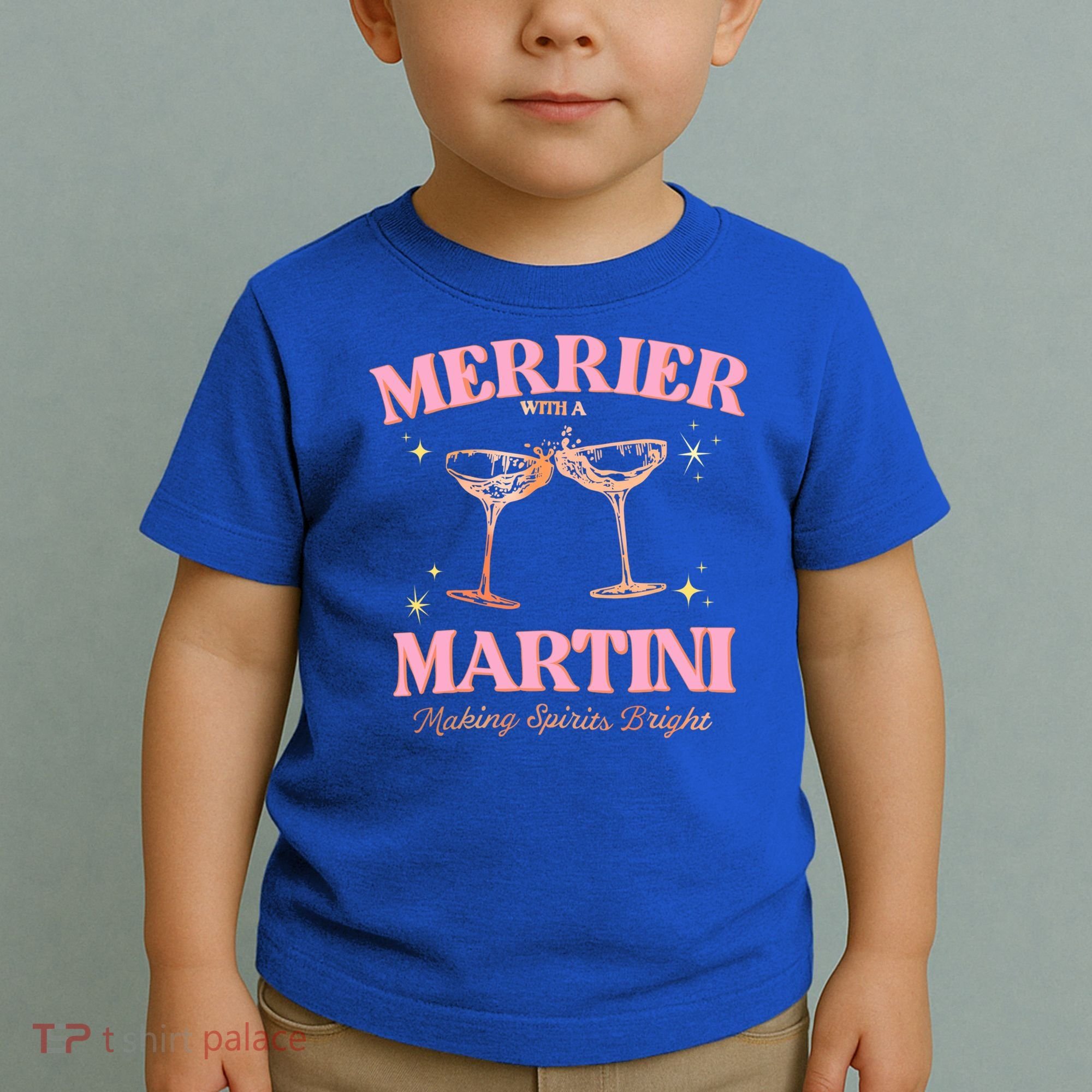 Funny Merrier With A Martini Bachelorette Merry Christmas Gift Toddler T-Shirt