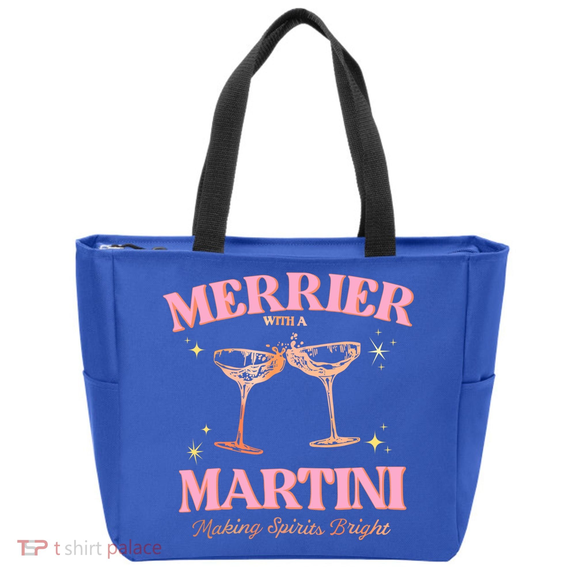 Funny Merrier With A Martini Bachelorette Merry Christmas Gift Tote Bag