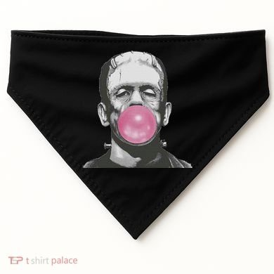 Frankenstein Monster With Pink Bubblegum Bubble USA-Made Doggie Bandana