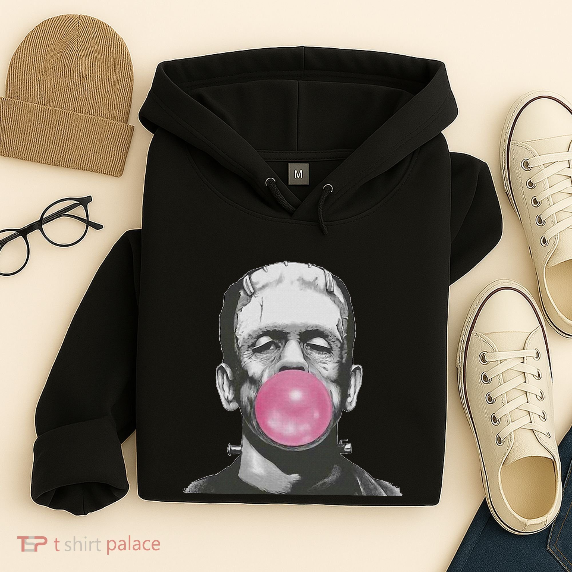 Frankenstein Monster With Pink Bubblegum Bubble Hoodie