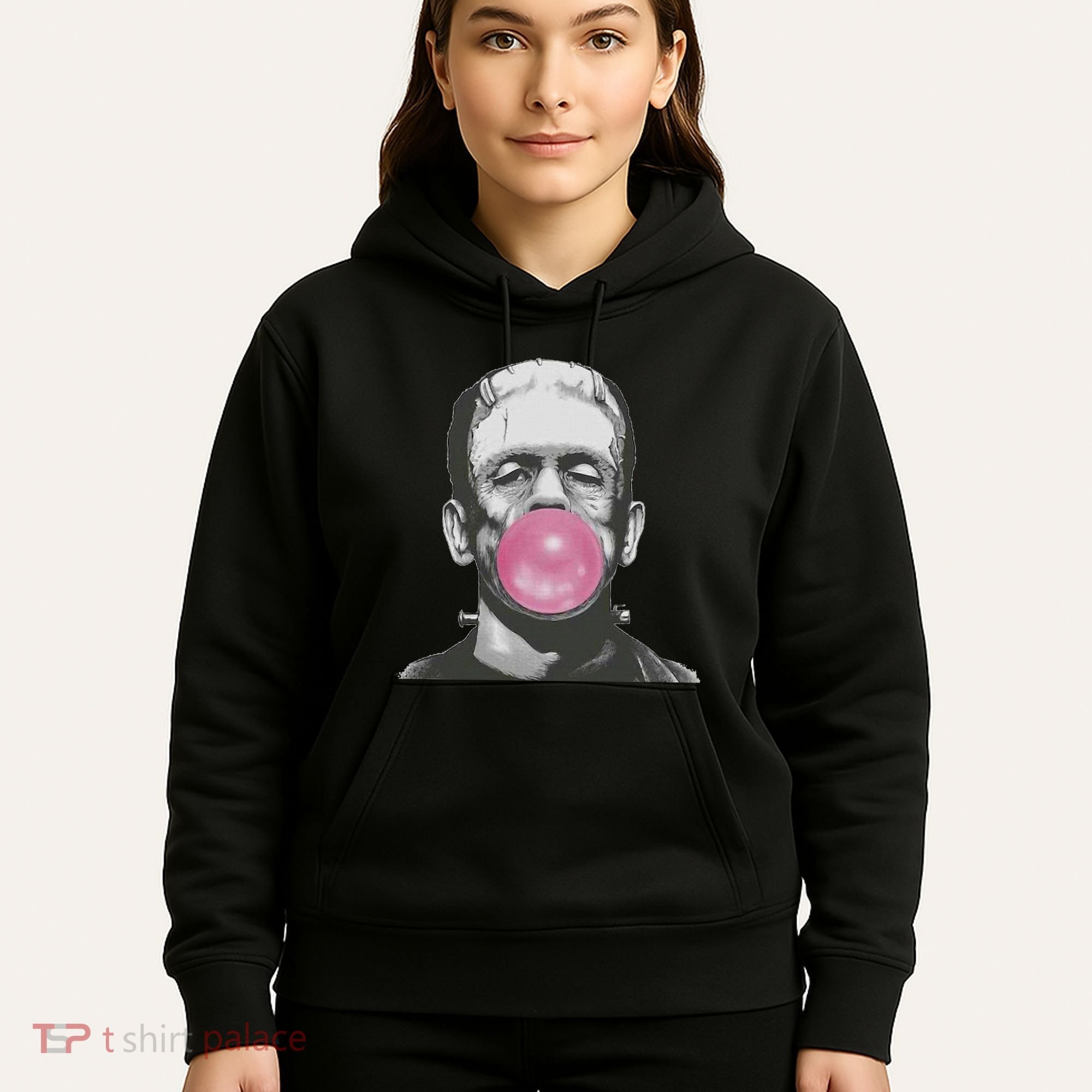 Frankenstein Monster With Pink Bubblegum Bubble Hoodie