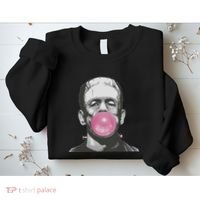 Frankenstein Monster With Pink Bubblegum Bubble Sweatshirt thumb 2