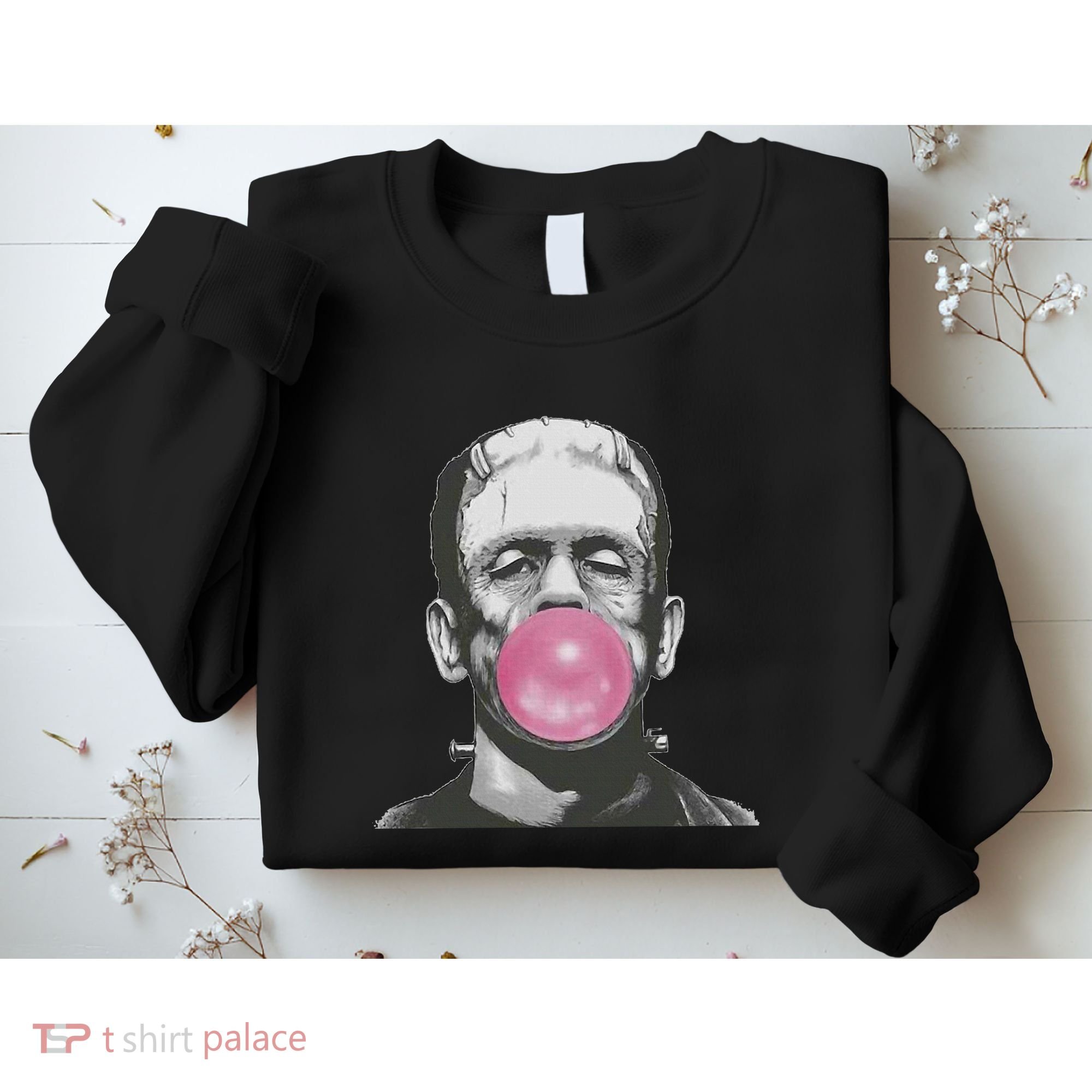 Frankenstein Monster With Pink Bubblegum Bubble Sweatshirt