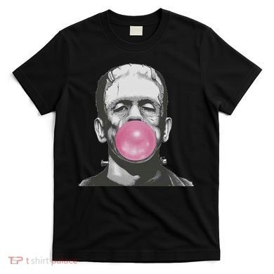 Frankenstein Monster With Pink Bubblegum Bubble T-Shirt