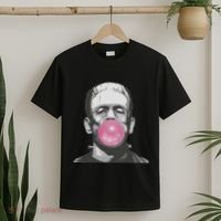 Frankenstein Monster With Pink Bubblegum Bubble T-Shirt thumb 2