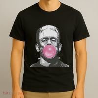 Frankenstein Monster With Pink Bubblegum Bubble T-Shirt thumb 3