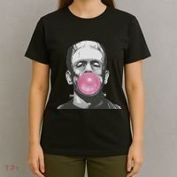 Frankenstein Monster With Pink Bubblegum Bubble T-Shirt thumb 4