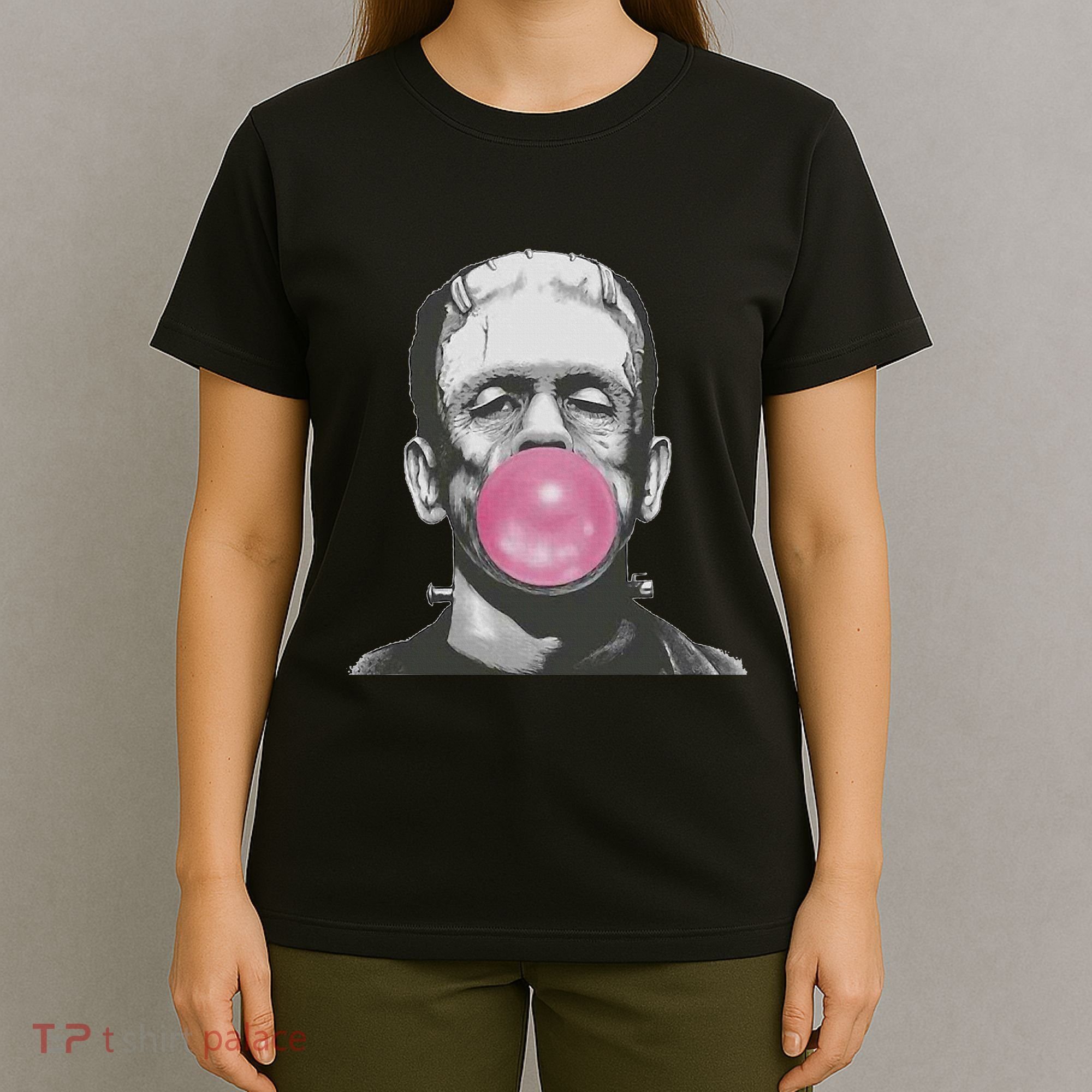 Frankenstein Monster With Pink Bubblegum Bubble T-Shirt