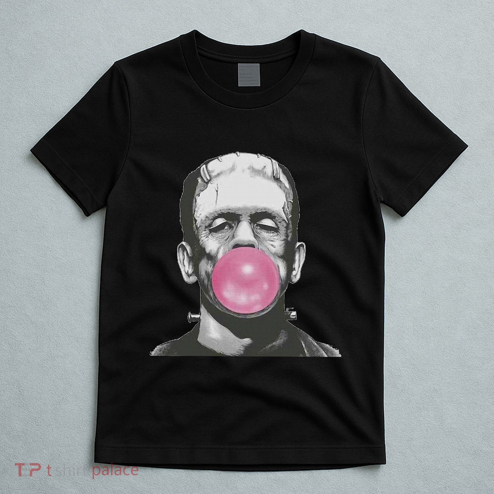 Frankenstein Monster With Pink Bubblegum Bubble T-Shirt