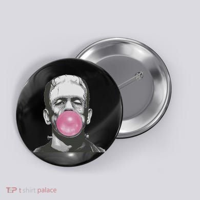 Frankenstein Monster With Pink Bubblegum Bubble Button