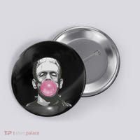 Frankenstein Monster With Pink Bubblegum Bubble Button thumb 0