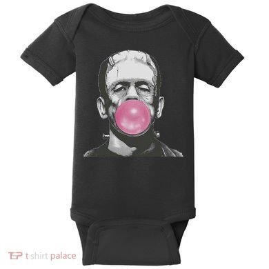 Frankenstein Monster With Pink Bubblegum Bubble Baby Bodysuit