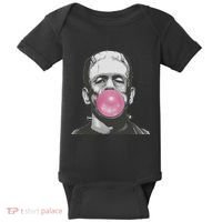 Frankenstein Monster With Pink Bubblegum Bubble Baby Bodysuit thumb 0