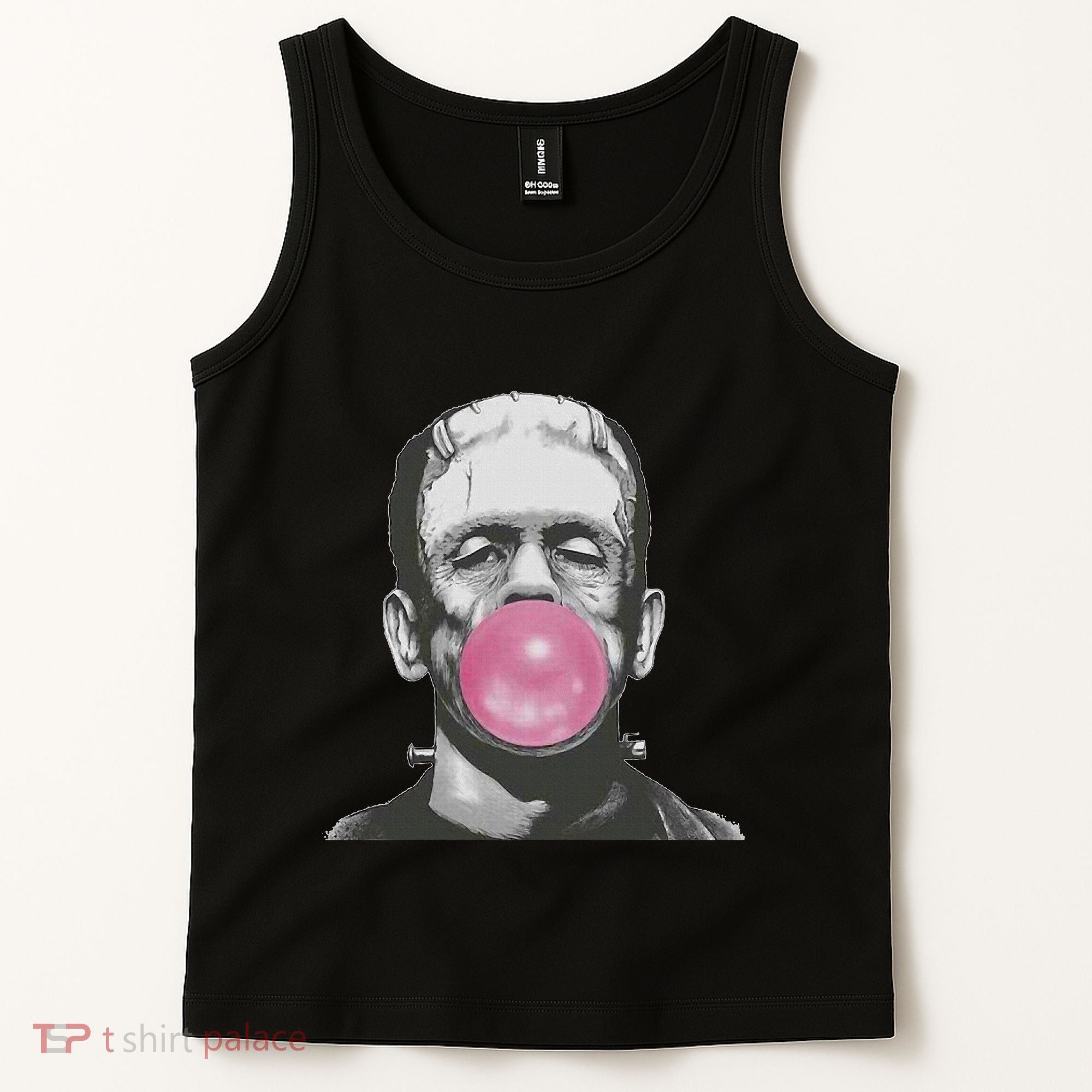 Frankenstein Monster With Pink Bubblegum Bubble Tank Top