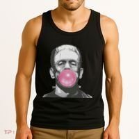 Frankenstein Monster With Pink Bubblegum Bubble Tank Top thumb 3