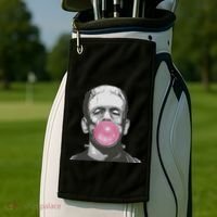 Frankenstein Monster With Pink Bubblegum Bubble Golf Towel thumb 2