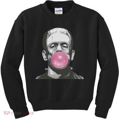 Frankenstein Monster With Pink Bubblegum Bubble Kids Sweatshirt