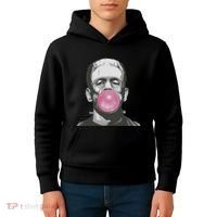 Frankenstein Monster With Pink Bubblegum Bubble Kids Hoodie thumb 4