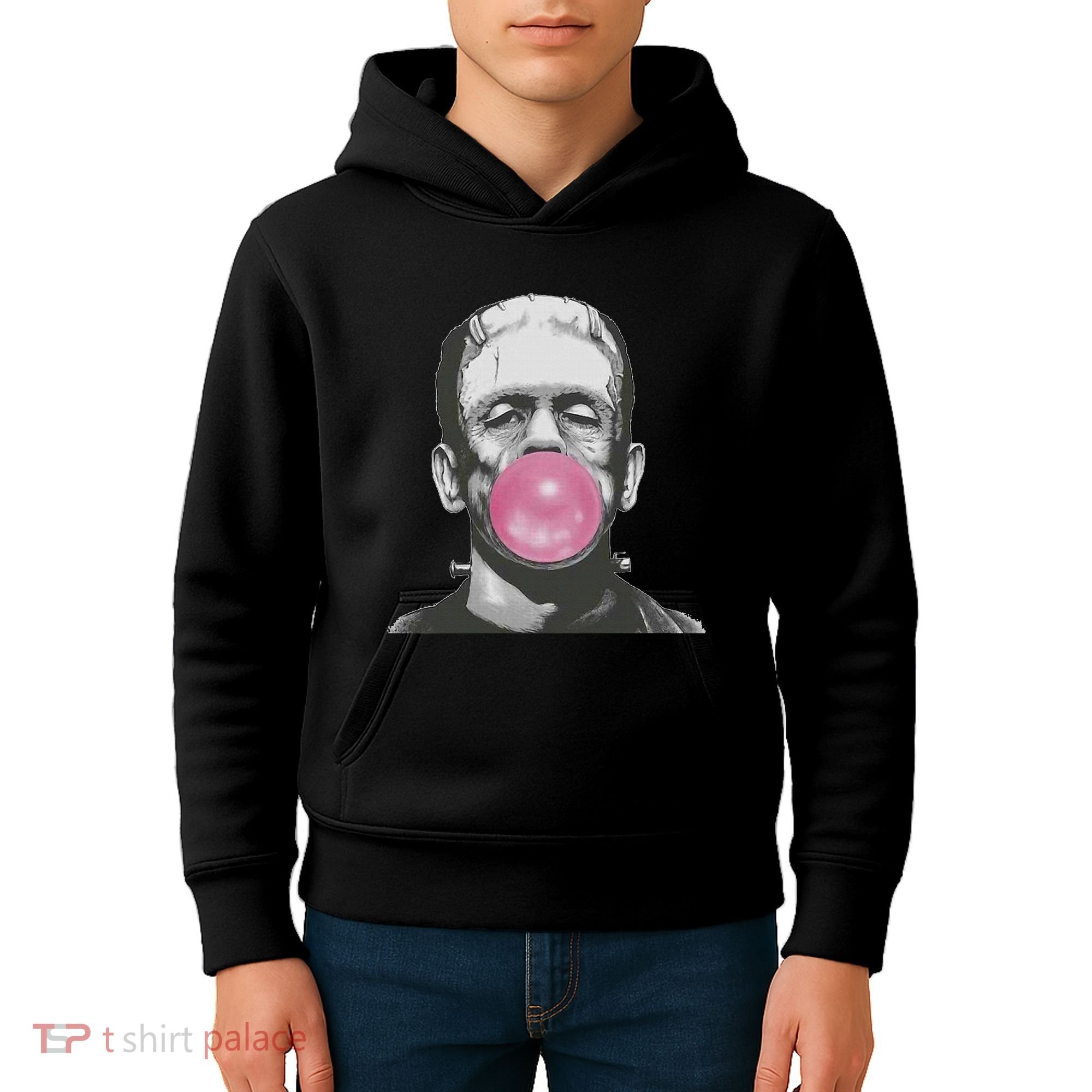 Frankenstein Monster With Pink Bubblegum Bubble Kids Hoodie