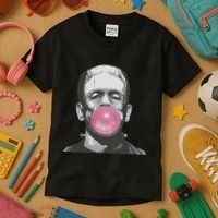 Frankenstein Monster With Pink Bubblegum Bubble Kids T-Shirt thumb 3