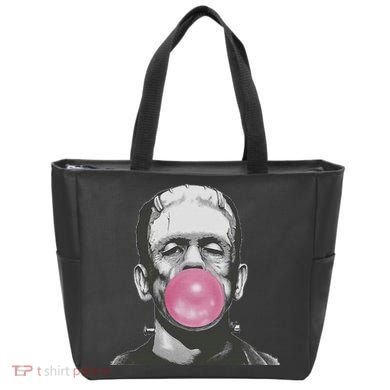 Frankenstein Monster With Pink Bubblegum Bubble Tote Bag