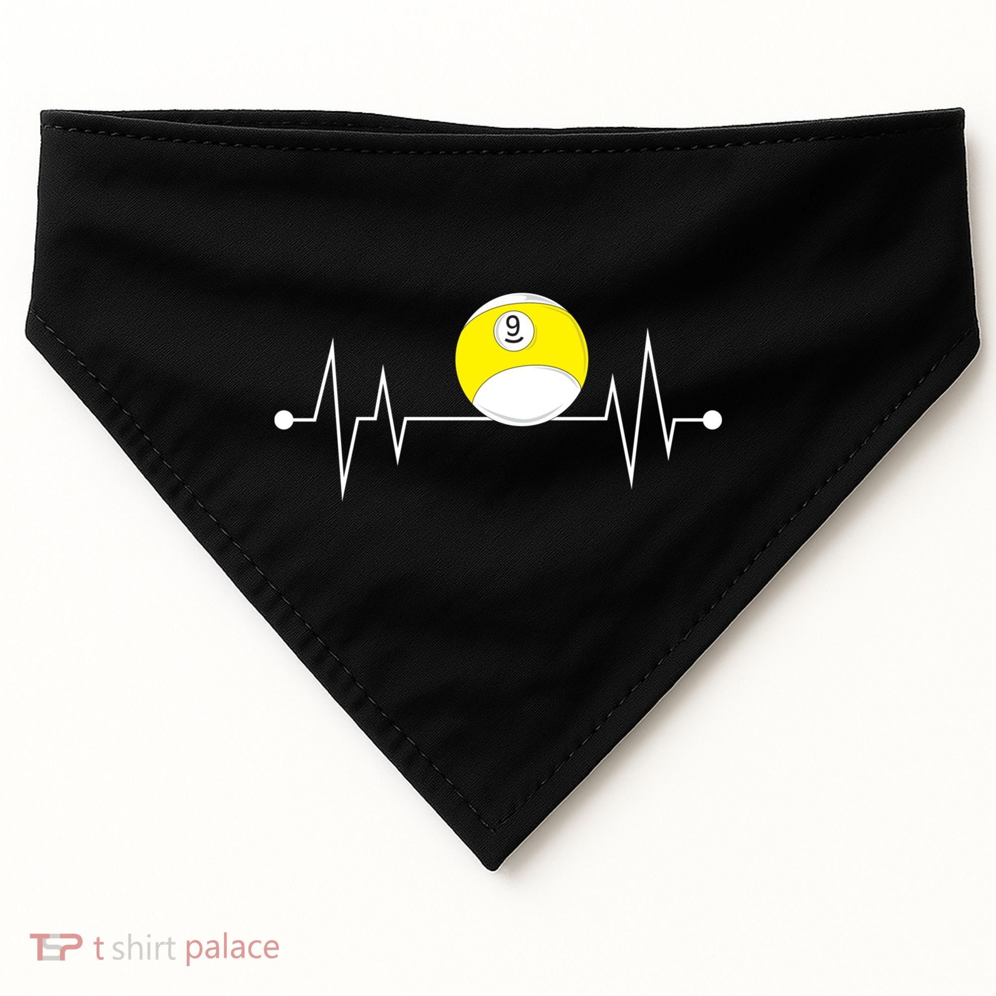 Funny Nine 9 Ball Pool Player Billiards Lover Heartbeat Gift USA-Made Doggie Bandana