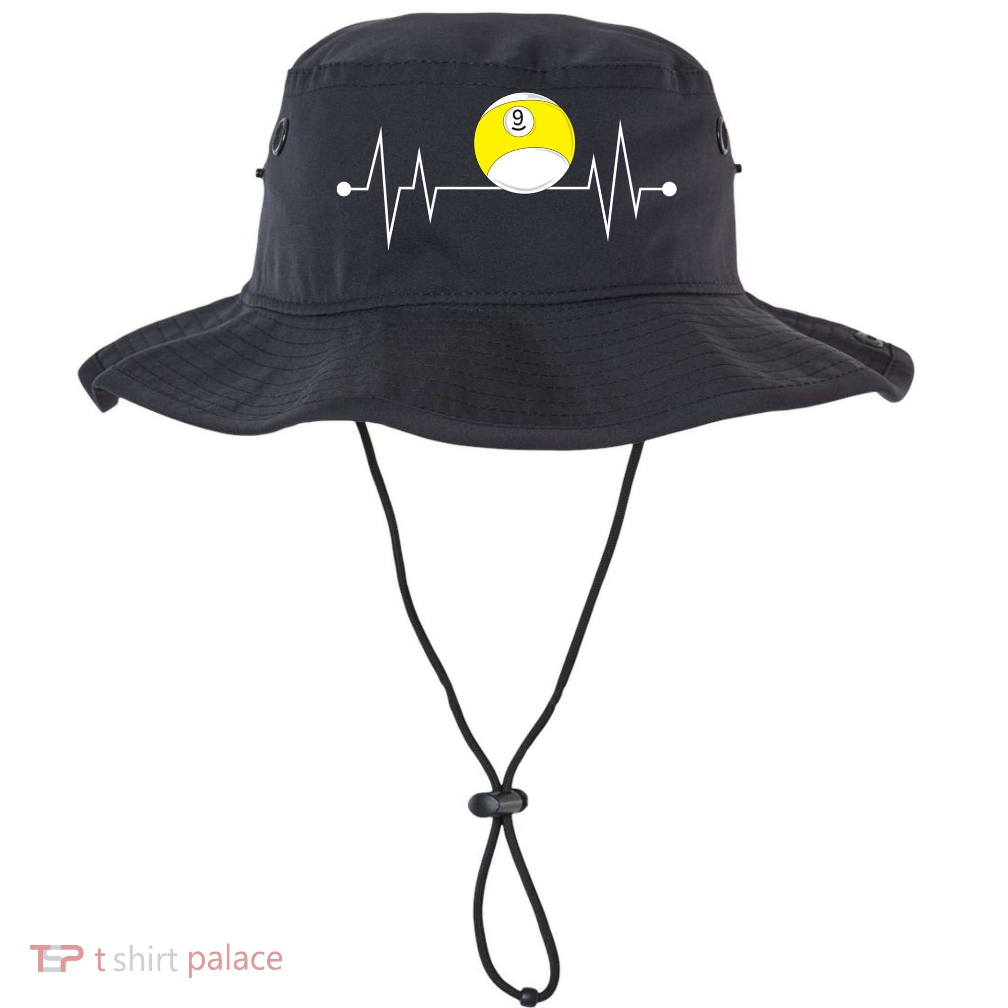 Funny Nine 9 Ball Pool Player Billiards Lover Heartbeat Gift Bucket Hat