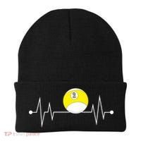 Funny Nine 9 Ball Pool Player Billiards Lover Heartbeat Gift Beanie thumb 0