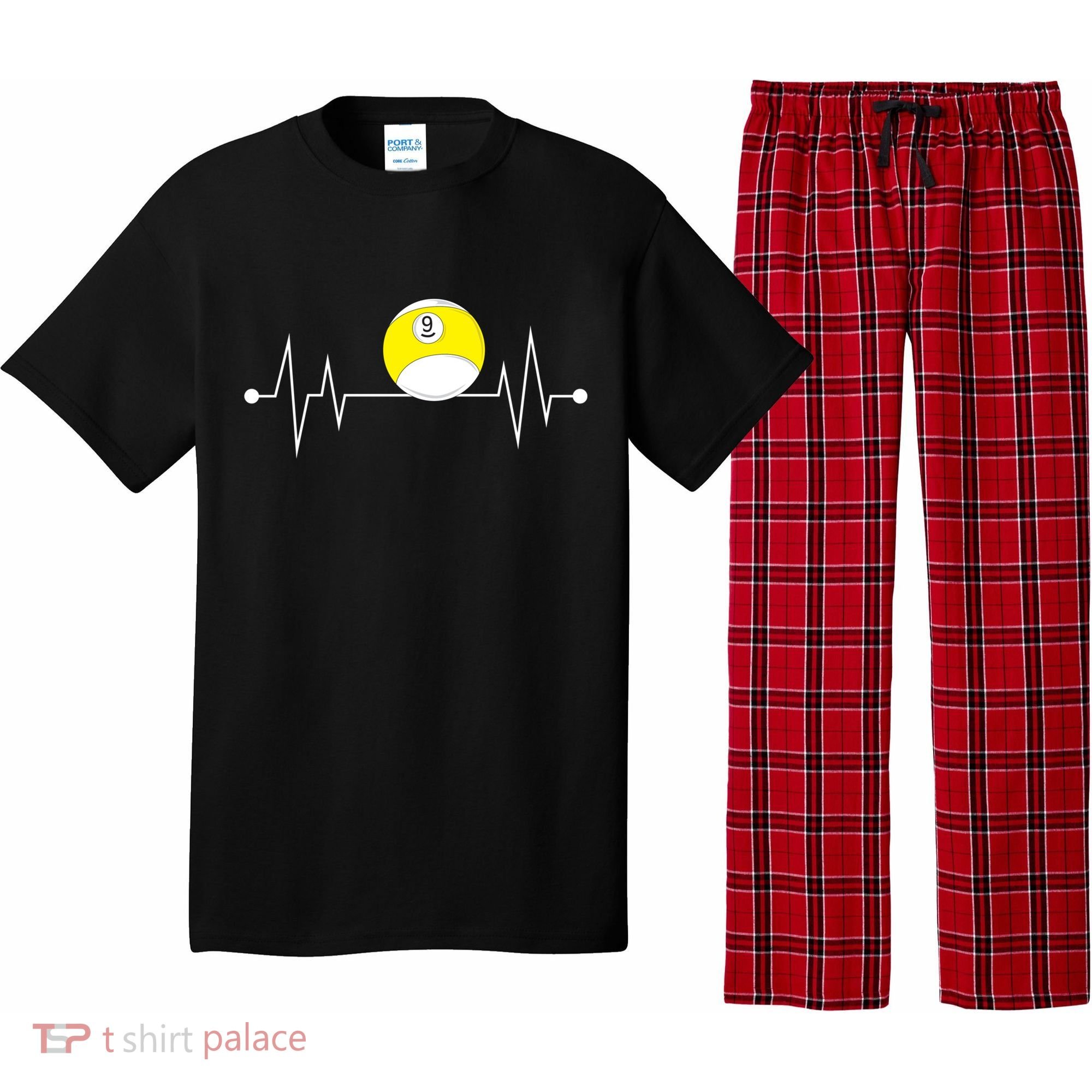 Funny Nine 9 Ball Pool Player Billiards Lover Heartbeat Gift Pajama Set
