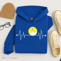 Funny Nine 9 Ball Pool Player Billiards Lover Heartbeat Gift Hoodie thumb 4