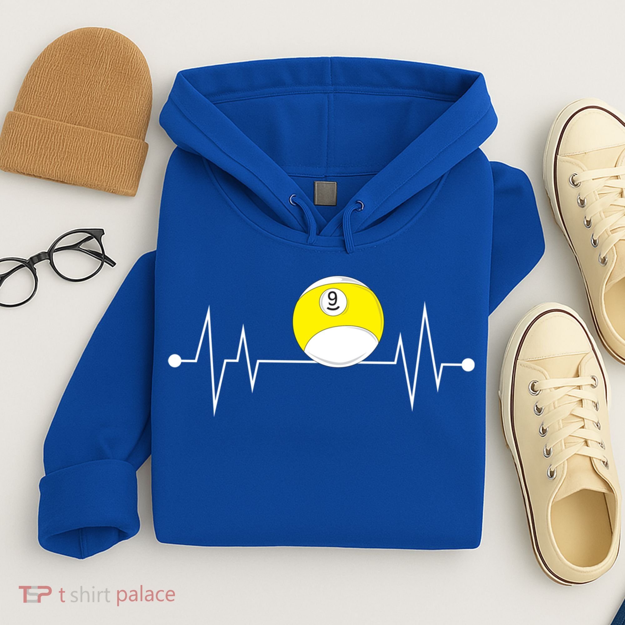 Funny Nine 9 Ball Pool Player Billiards Lover Heartbeat Gift Hoodie