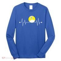Funny Nine 9 Ball Pool Player Billiards Lover Heartbeat Gift Long Sleeve Shirt thumb 0