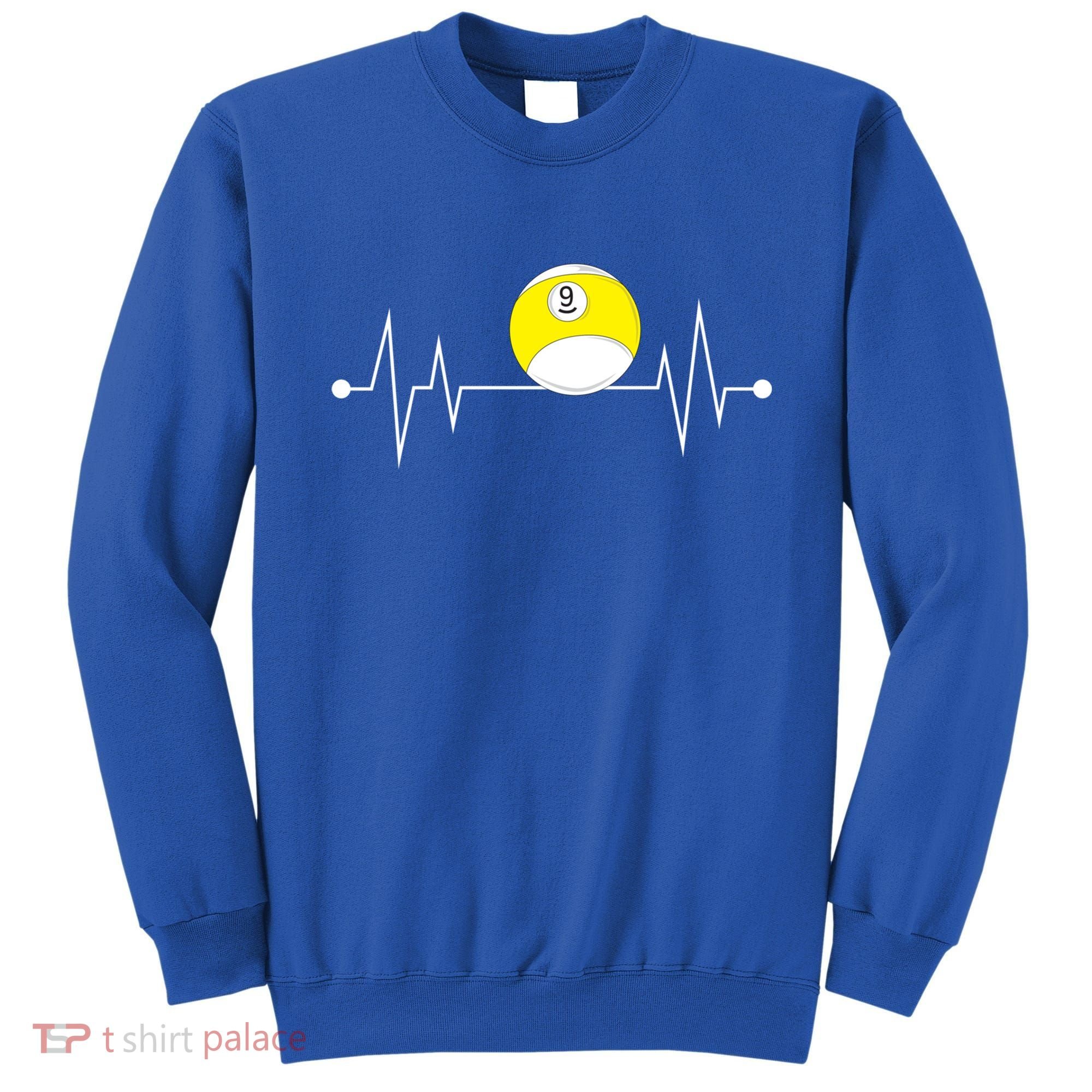 Funny Nine 9 Ball Pool Player Billiards Lover Heartbeat Gift Sweatshirt