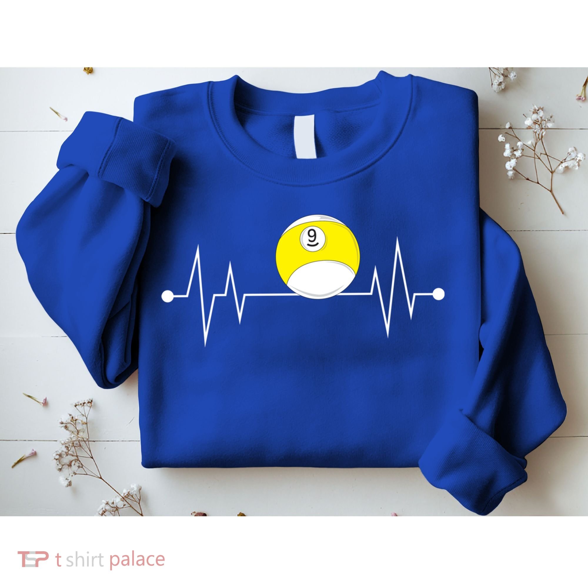 Funny Nine 9 Ball Pool Player Billiards Lover Heartbeat Gift Sweatshirt