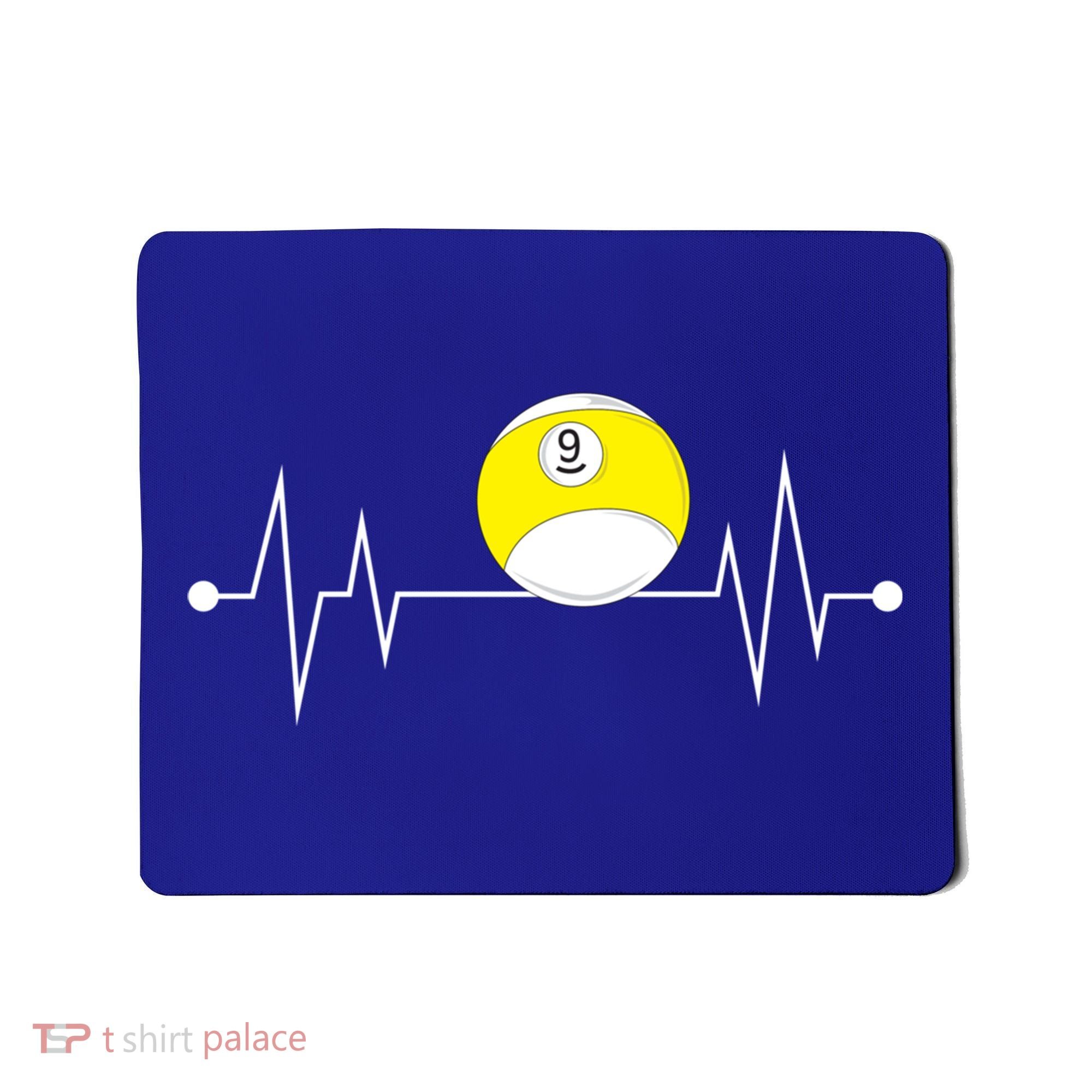 Funny Nine 9 Ball Pool Player Billiards Lover Heartbeat Gift Mousepad