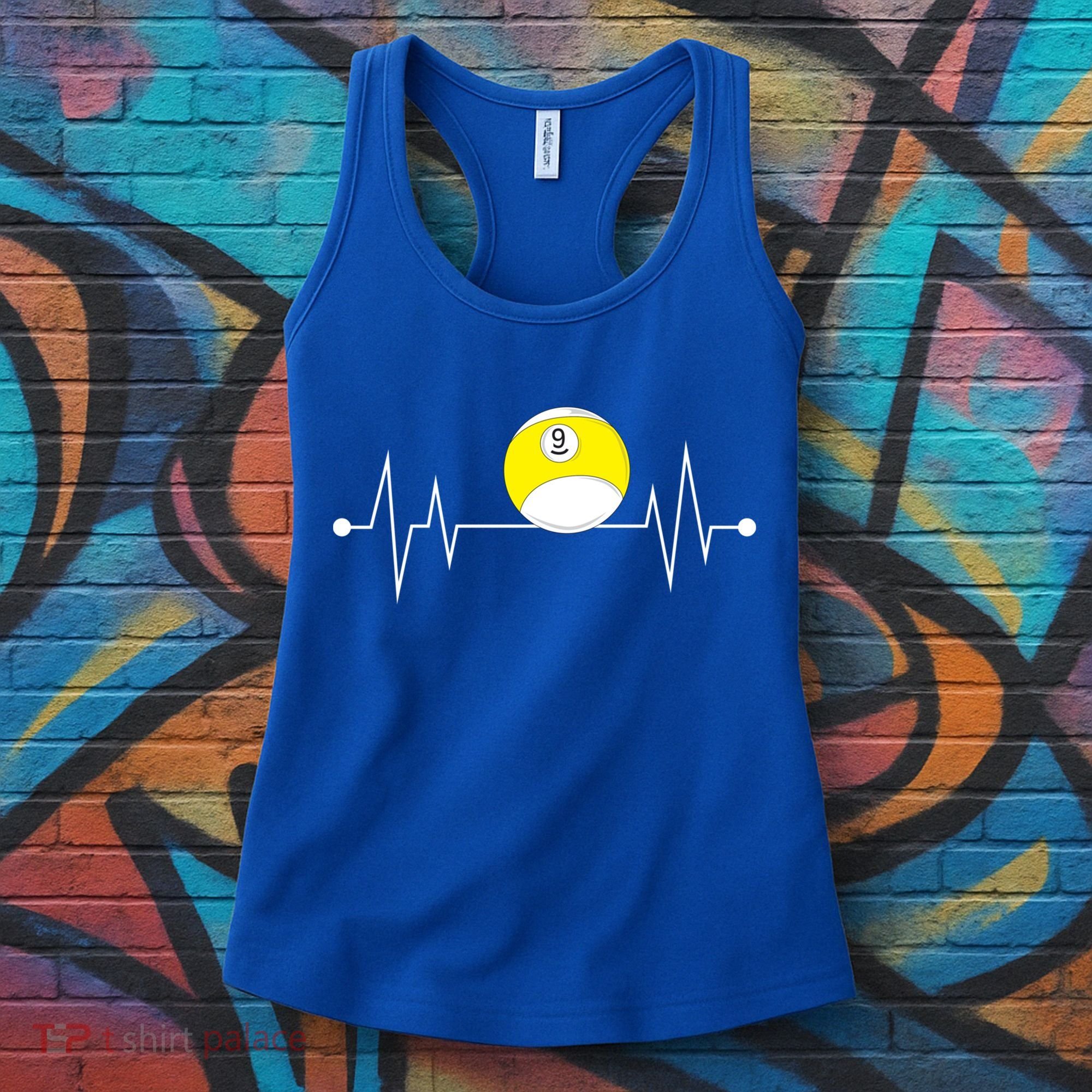Funny Nine 9 Ball Pool Player Billiards Lover Heartbeat Gift Women's Tank Top