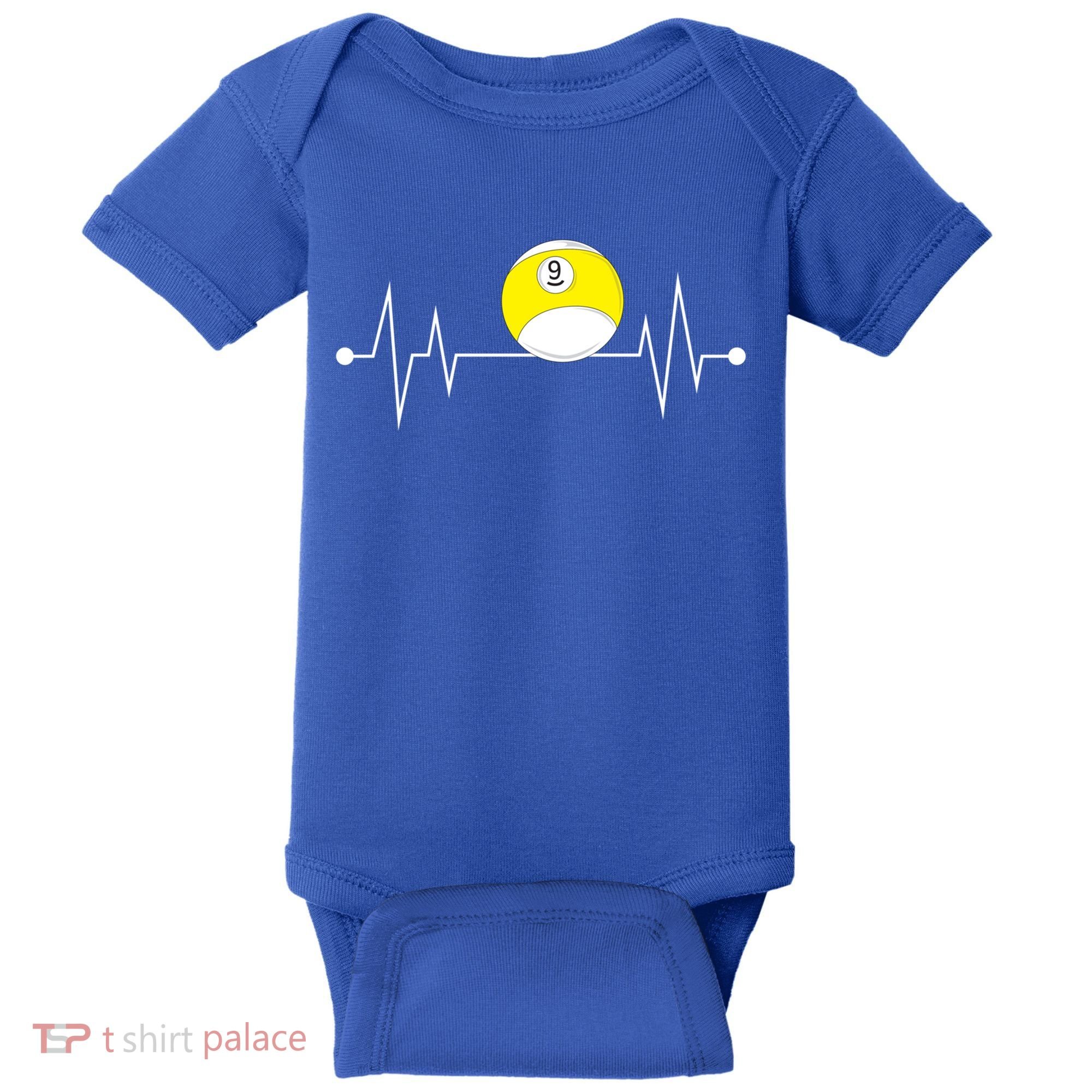 Funny Nine 9 Ball Pool Player Billiards Lover Heartbeat Gift Baby Bodysuit