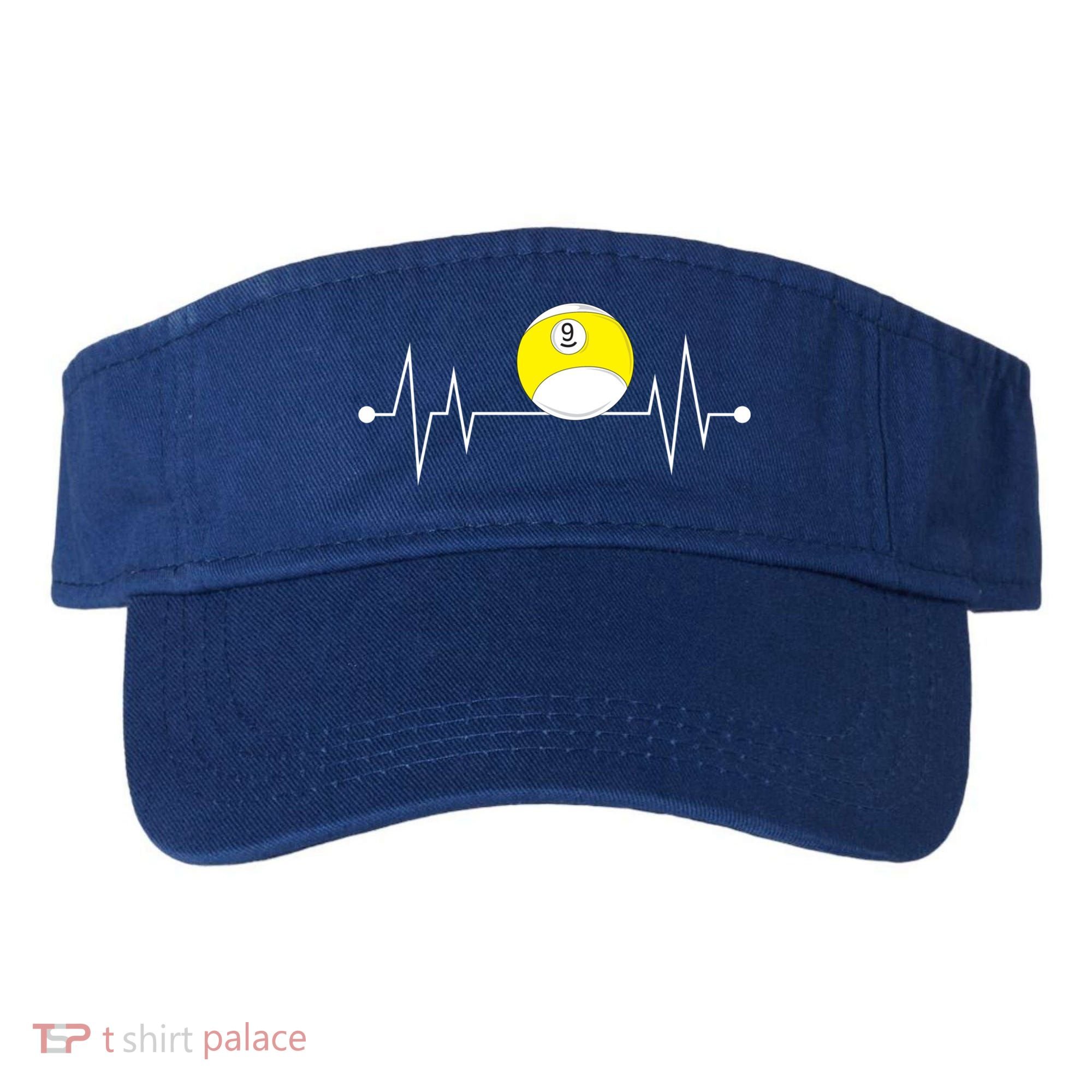 Funny Nine 9 Ball Pool Player Billiards Lover Heartbeat Gift Visor