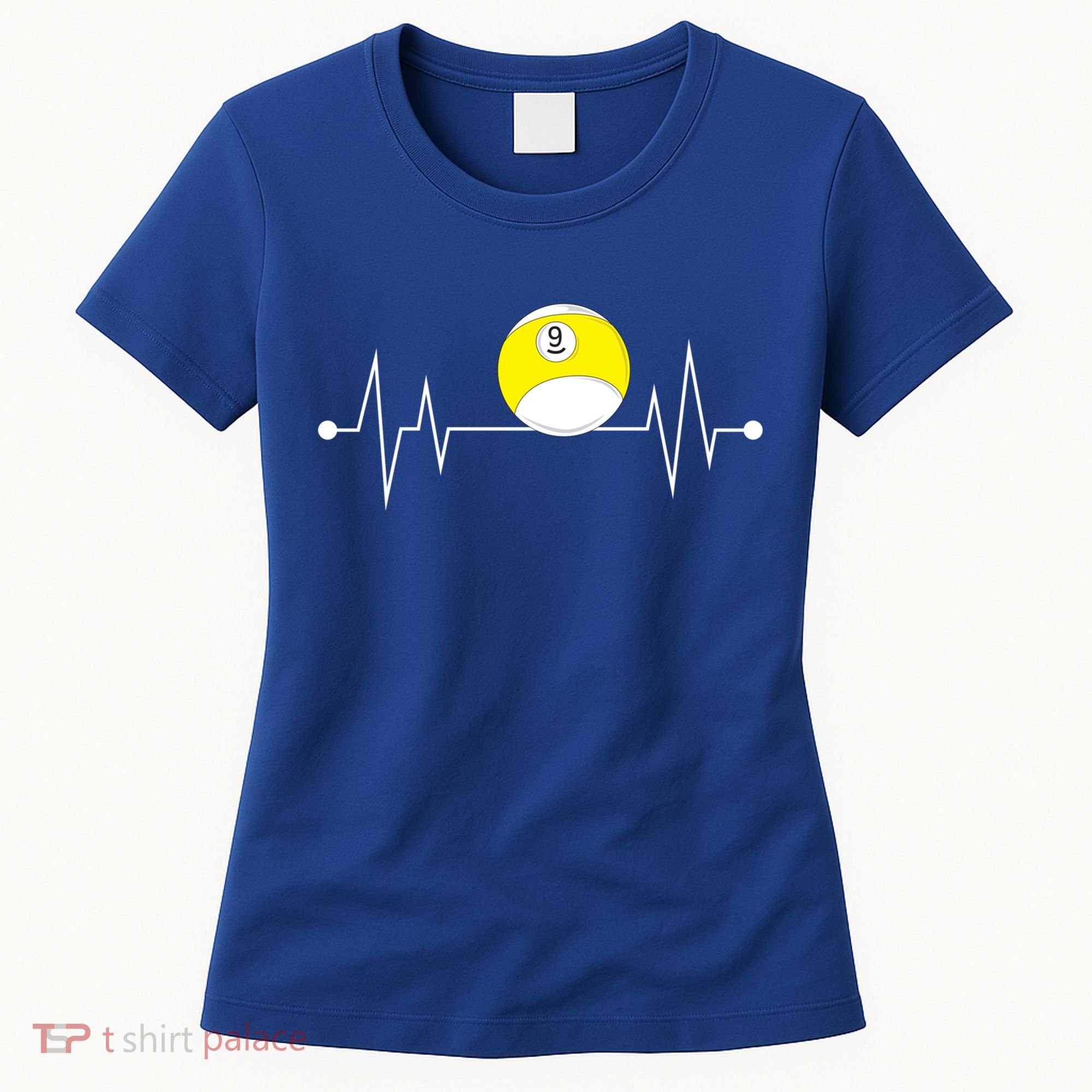 Funny Nine 9 Ball Pool Player Billiards Lover Heartbeat Gift Women's T-Shirt