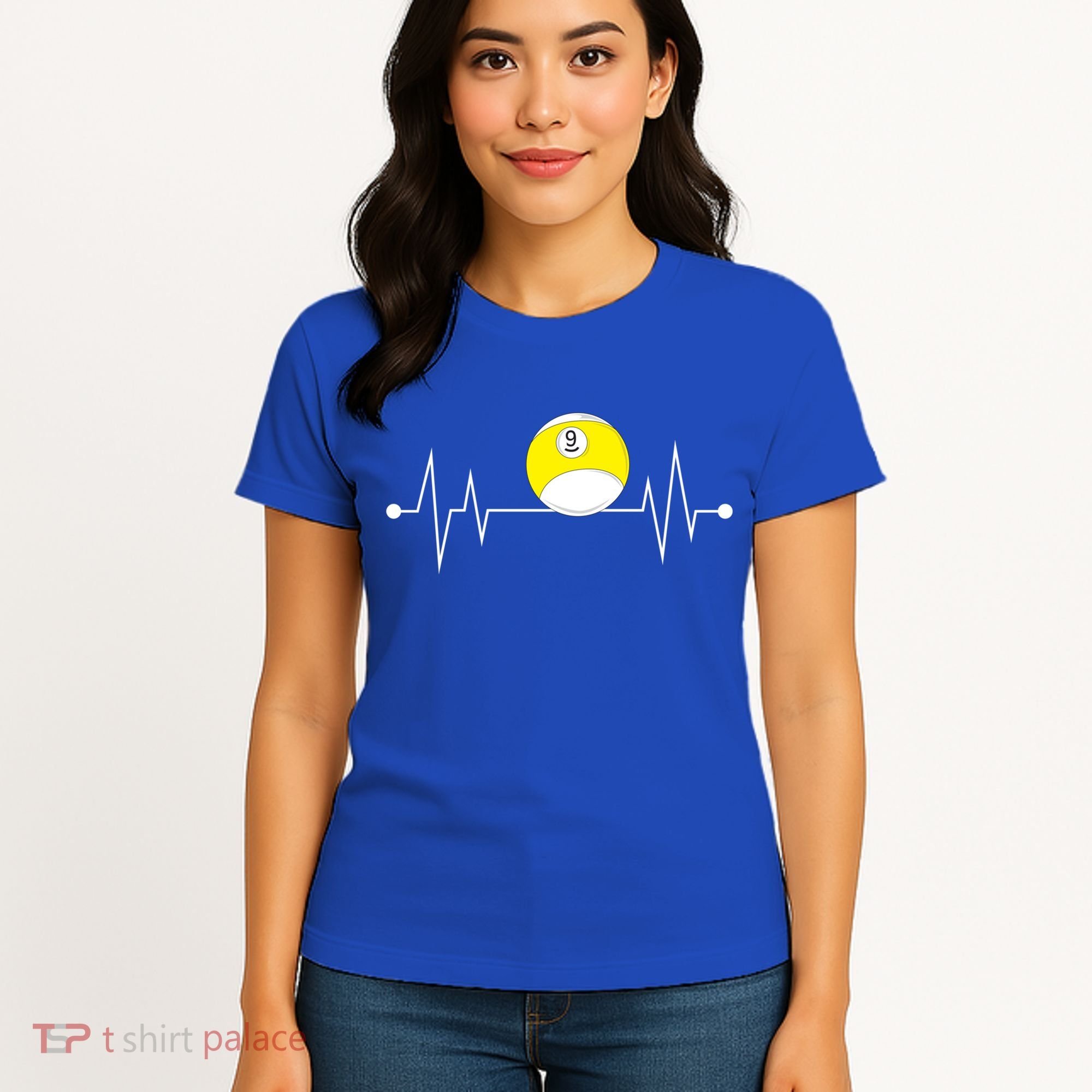 Funny Nine 9 Ball Pool Player Billiards Lover Heartbeat Gift Women's T-Shirt